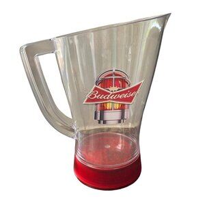 Budweiser Plastic Beer Pitcher Water Jug Red Light Bottom 64 Oz